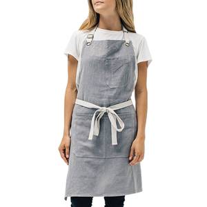 Tablier de taille en coton en gros, logo personnalisé imprimé, deux poches, pour chef, serveur, restaurant, hôtel, traiteur, OEM - Product Image 5
