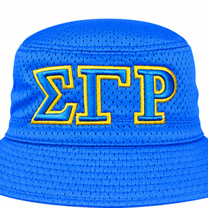 Chapeau Bob en Maille Bleu Royal avec Broderie Lettres Grecques Dorées Tissu Respirant Léger Unisexe Décontracté Été Sports de Plein Air - Product Image 6