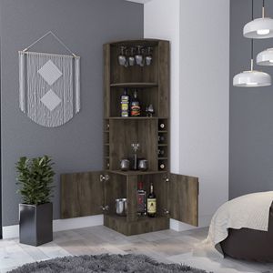 Mobile bar a 2 ripiani per 8 bottiglie in colore marrone scuro - Product Image 5