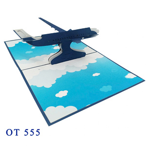Carte pop-up 3D artisanale en papier, motif avion commercial, découpe laser, impression offset, cadeaux Saint-Valentin, style amour, personnalisable - Product Image 4