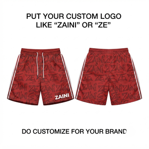 Premium 120 GSM Microfiber Windbreaker <b>Shorts</b> <b>Red</b> Graphic Print Side Panel Custom Sublimation Logo Nylon Windbreaker <b>Shorts</b> - Product Image 1