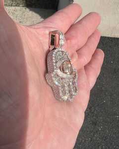 Colgante de Mano de Fátima con Incrustaciones de Diamantes de Imitación Estilo Hip Hop, Talismán de Protección, Regalo de Buena Suerte, Plata 925 - Product Image 3