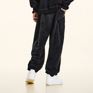 <b>Men's</b> Custom Logo Design Fleece <b>Jogger</b> Pants Mid Waist Elastic Drawstring Casual Breathable Quick Dry Heavyweight 100% Cotton - Product Image 2