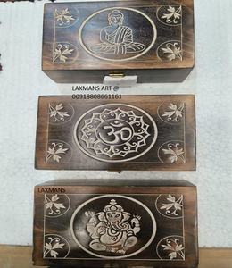 Vente en gros de boîtes à bijoux sculptées en bois Bouddha Ganesh boîtes-cadeaux sculptées en matériau PC d'Inde - Product Image 2