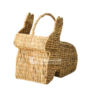 Cesta de Jacinto de Agua con Forma de Conejo y Asa, de un Solo Nivel, Tejida, Organizador de Juguetes y Almacenamiento para Guardería y Cocina - Product Image 4