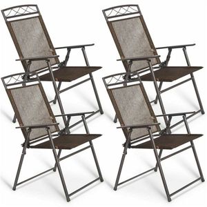 Sedie Pieghevoli da Campeggio in Acciaio 4 Pezzi con Logo Personalizzato, Colore Caffè, Misura Extra Large, Richiudibili per Spiaggia e Parco - Product Image 1