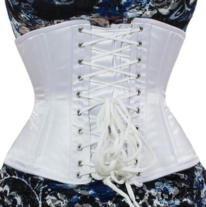 Women <b>White</b> Satin Waist Cincher Firm Control Shapewear Hook-and-Eye Design Breathable Daily Use <b>Corset</b> Style - Product Image 5
