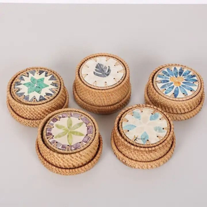 ที่รองแก้วหวายตกแต่งประดับมุกธรรมชาติ ของตกแต่งโต๊ะ งานฝีมือเวียดนาม - Product Image 3