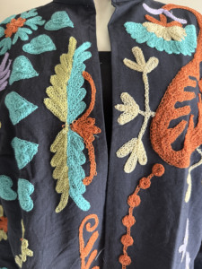 Chaqueta de Algodón Bordada con Flores, Cuello Mandarín, Manga Larga, Estilo Boho Chic para Mujer, Chaqueta Vintage Tejida a Mano - Product Image 4
