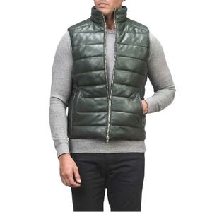 Chalecos Acolchados de Cuero Verde para Hombre, Chaqueta sin Mangas Elegante, Ropa de Abrigo Cálida, Perfecta para Actividades al Aire Libre en Invierno, Estilo Moderno - Product Image 1