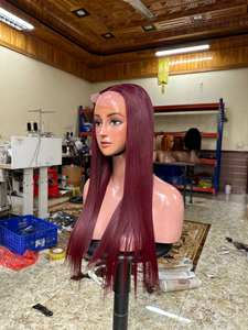 HD Transparent Full Lace Women's Hair <b>Wig</b> Raw Vietnamese Color Bone Straight Human Hair Vendor Training Heads - Product Image 2