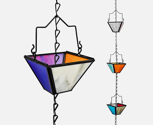 Chaîne de pluie en vitrail coloré, décorative, attrape-pluie extérieur et remplacement de gouttière - Product Image 4