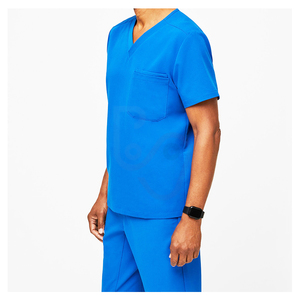 Ensemble de blouses médicales pour hommes en coton et polyester tricoté, pantalon et haut à col en V avec poche, prêt pour le stéthoscope - Product Image 2
