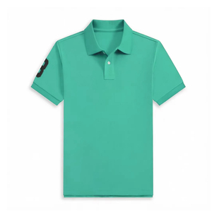 Polo en coton pour homme, manches courtes, broderie, couleur unie, coupe classique, vêtements décontractés de golf - Product Image 6