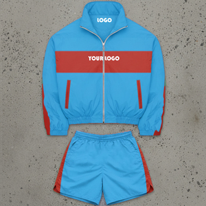 High Quality Custom Two Piece Men <b>Short</b> SetSweatsuit Nylon Full Zip up Windbreaker <b>Jacket</b> <b>Short</b> Set Tracksuit for Men - Product Image 4