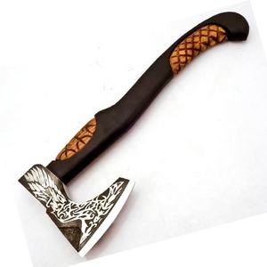 Hacha Tomahawk Hecha a Mano por BA Enterprises, Mango de Madera, Funda de Cuero, Hoja de Acero al Carbono Forjado, Herramienta de Supervivencia, Bricolaje Industrial - Product Image 3