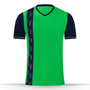 Maillot de football pour homme à col en V, manches courtes, orange et bleu marine, bloc de couleurs, en polyester anti-humidité, vêtement de sport pour adulte, coupe classique - Product Image 2