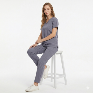 Uniformes Médicos Unisex, Conjuntos Lavables, Transpirables, Elásticos, Antiarrugas, Cuello en V, Marca SJC, Fusión sin Costuras para Hospital - Product Image 6