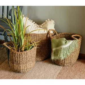 ชุดตะกร้าหวายทรงกลม 3 ใบ สำหรับใช้ภายในอาคาร ตะกร้าเก็บของทำมือ ขายส่ง เป็นมิตรกับสิ่งแวดล้อม ผลิตในเวียดนาม - Product Image 6