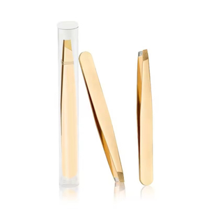 Pinza para Cejas con Punta Inclinada, de Acero Inoxidable Dorado, Hecha a Mano, Ligera, de Alta Calidad, Ecológica, Duradera, Estilo Personalizado - Product Image 1