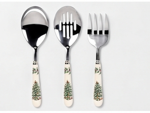 Juego de utensilios de acero inoxidable con diseño de árbol de Navidad tradicional, cuchara, cuchara ranurada, tenedor, apto para lavavajillas, para uso doméstico - Product Image 1
