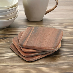 Acacia Wooden Coasters, One Size, Natural Wooden Tea Cup Coaster Coffee Drinks <b>Placemat</b> - Product Image 3