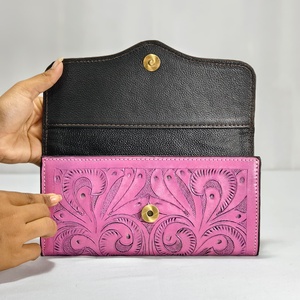 Cartera de Lujo para Mujer, de Cuero Genuino, Mini, Bordada a Mano, con Diseño Floral, Multifuncional, para Monedas y Tarjetas - Product Image 3