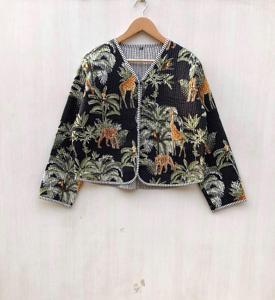 เสื้อแจ็คเก็ตผ้าฝ้ายพิมพ์ลายอินดิโก้สไตล์โบฮีเมียน บุใยหนานุ่ม ระบายอากาศได้ดี ใส่ได้ทุกฤดู สำหรับผู้หญิง สั่งตรงจากผู้ค้าส่ง - Product Image 4