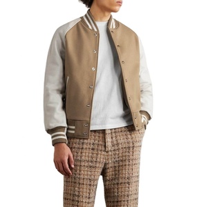 High Quality <b>Winter</b> Plus Size Wool Varsity <b>Jacket</b> with <b>Leather</b> Sleeves Custom Logo and Colors for Men - Product Image 2