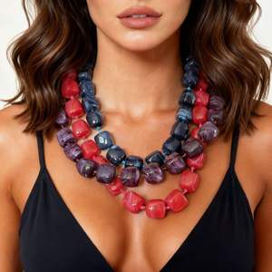 Elegant Handmade Resin <b>Beaded</b> <b>Necklace</b> for Women Colorful Statement Jewelry for Casual and Party Wear Stylish Accessory - Product Image 3