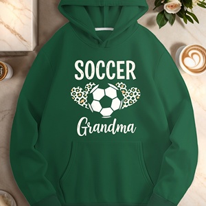 Pelota de fútbol con estampado de leopardo corazones sudaderas casuales de mujer - Product Image 1