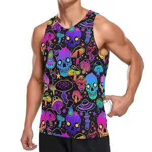 Custom Breathable Knitted Sporty Marathon <b>Singlet</b> <b>Mens</b> Tank Top Sleeveless 100% Polyester - Product Image 2