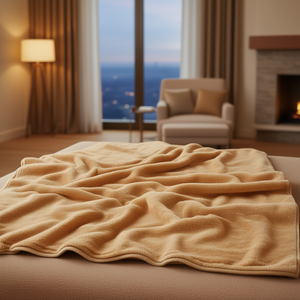 Manta de Invierno de Lujo, Suave y Cálida, Tipo Raschel, 3 kg, Color Camel Sólido, de Poliéster, para Uso en el Hogar o en Hoteles - Product Image 2