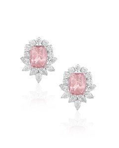 Pink Cushion Cut <b>Moissanite</b> Diamond Halo Stud <b>Earrings</b> 10K 14K 18K Gold 925 935 Sterling Silver Luxury Fine Jewelry - Product Image 3
