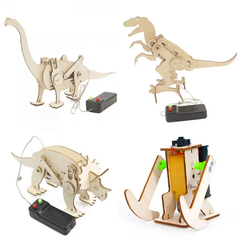 Sea-Land 7-9 Jahre alte Fernbedienung bewegliche Dinosaurier elektrische 3D physische Modell Holz Kinder Stiel Montage Kit