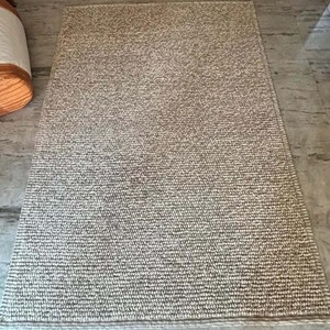 Tapis en laine épaisse tissé à la main – Motif bouclé crème beige, tapis de chambre, décoration de salon - Product Image 2