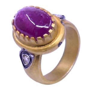Wedding Wear 925 Sterling Silver Gold Plated Jewelry Ruby Tourmaline Diamond Gemstone Women Wear <b>Ring</b> - Product Image 1