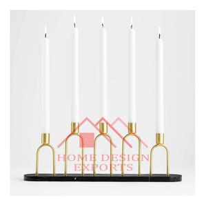 Centro de mesa Candelabro dorado de diseño clásico para decoración de boda Candelabro superventas en base de mármol negro - Product Image 1