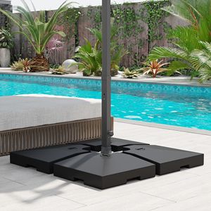 Set di 4 basi nere per ombrelloni a braccio da 3 metri per cortili e palestre, capacità 80 kg (acqua)/120 kg (sabbia) - Product Image 2