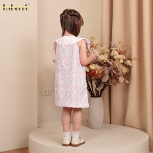 Robe mi-longue éco-responsable pour filles, col rond, 100% coton, certifiée OEKO-TEX, robe smockée 3D ODM OEM DR4408 - Product Image 2