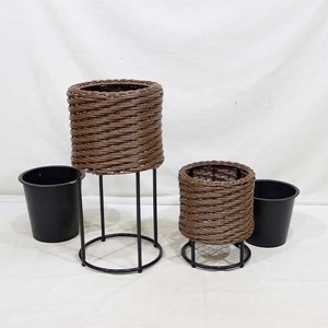 Supports à fleurs en plastique les mieux notés, base en métal, jardinières de sol, style minimaliste, design circulaire, durables, écologiques - Product Image 5