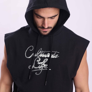 Sudadera con Capucha sin Mangas para Hombre, de Invierno, con Logotipo Personalizado, 100% Algodón Ecológico, de Secado Rápido, para Gimnasio y Fisicoculturismo, Venta al Por Mayor, Alta Calidad - Product Image 6
