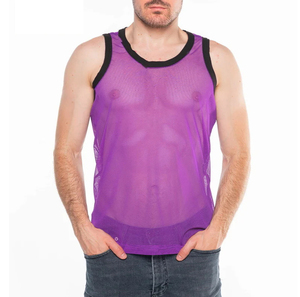Sleeveless Knitted Training Tank Top Custom Breathable Mesh Gym Wear for Men - Product Image 1