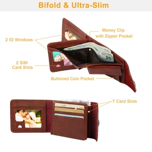 Portafoglio esile da uomo in pelle sintetica con porta-carte da 2 ID con tasca per monete e accessorio da 1 pezzo - Product Image 2