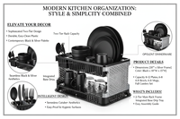 Égouttoir à vaisselle moderne à double niveau multifonctionnel argenté, amovible, écologique, étanche, organisateur de cuisine, porte-couverts et porte-tasses