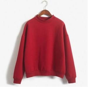 Prix abordable – Nouveau pull molletonné uni pour femme, col montant, coupe ample - Product Image 3