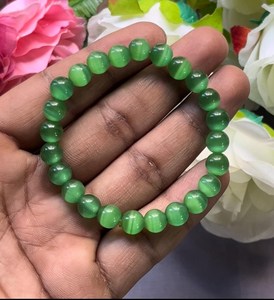 Natural Jade <b>Beaded</b> <b>Bracelet</b> Round Green Classic Style Unisex Gift Jewelry - Product Image 1