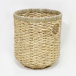 Nhat Minh Fournisseur En Gros Fait À La Main Écologique Naturel Jacinthe D'eau Ensemble 2 Fer Cadre Trou Poignées Paniers De Rangement - Product Image 3
