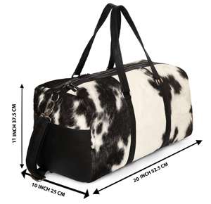 Bolsa de Viaje de Cuero Vacuno con Pelo, Impermeable, para Fin de Semana, Modelo LHODB-0099 - Product Image 5