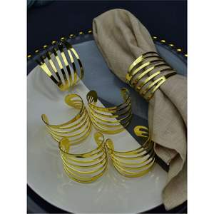 Anneaux de serviette élégants en or pour réception de mariage, boucles de serviette rondes en métal, décoration de table de banquet, décoration de table de fête de luxe - Product Image 3